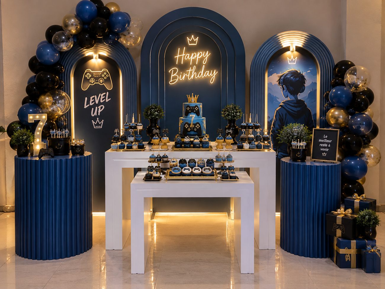 Buffet décoré — Anniversaire · thème gaming